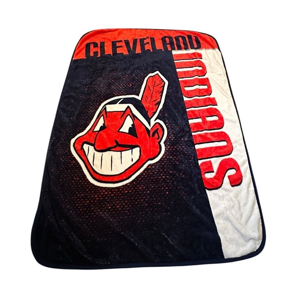 Vintage Cleveland Indians Chief Wahoo Throw Blanket Northwest Company 74” X 58”